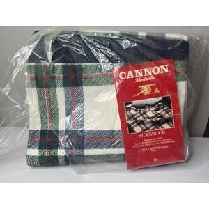 Vtg‎ Twin/Full Blanket Cannon Monticello Stockridge Plaid 72 x 90